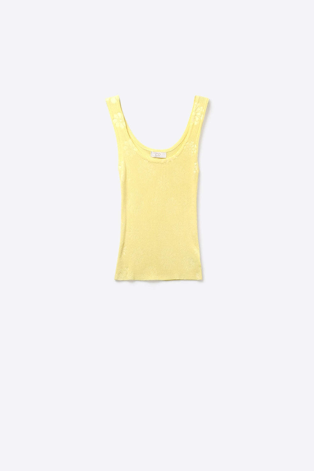 Yellow Ribbed Knit Scoop Neck Tank Top