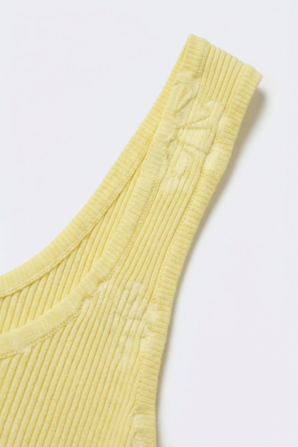 Yellow Ribbed Knit Scoop Neck Tank Top