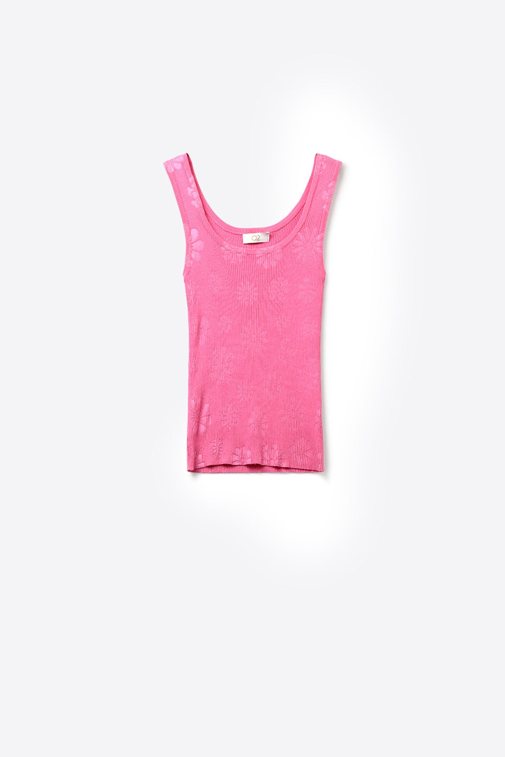 Pink Ribbed Knit Sleeveless Tank Top for Layering