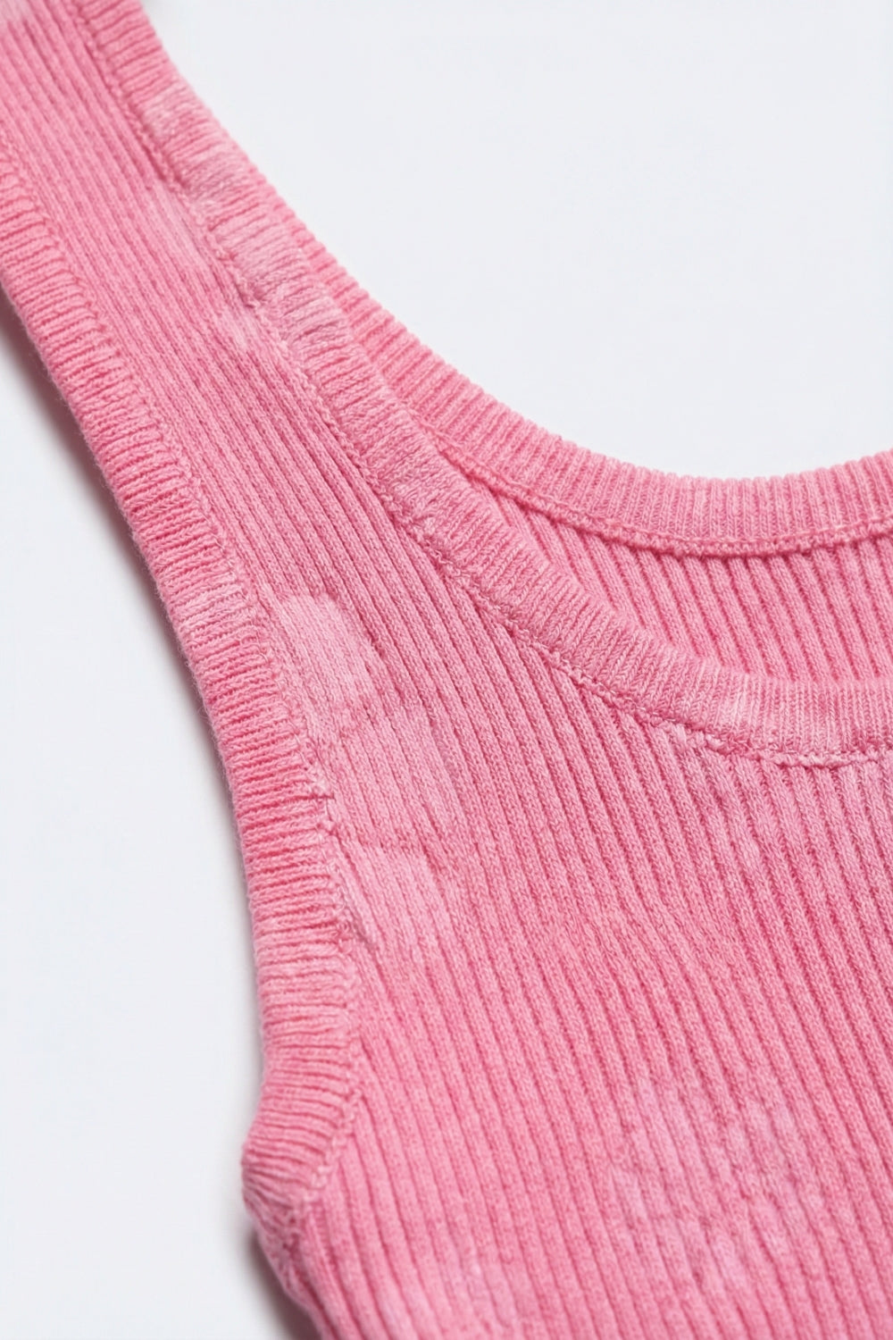 Pink Ribbed Knit Sleeveless Tank Top for Layering