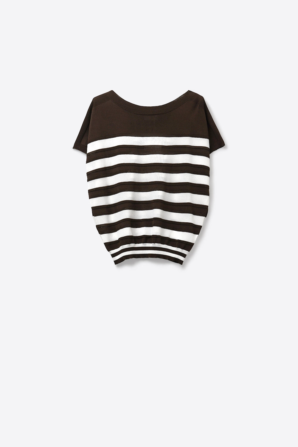 Short-Sleeve Striped Knit sweater in brown