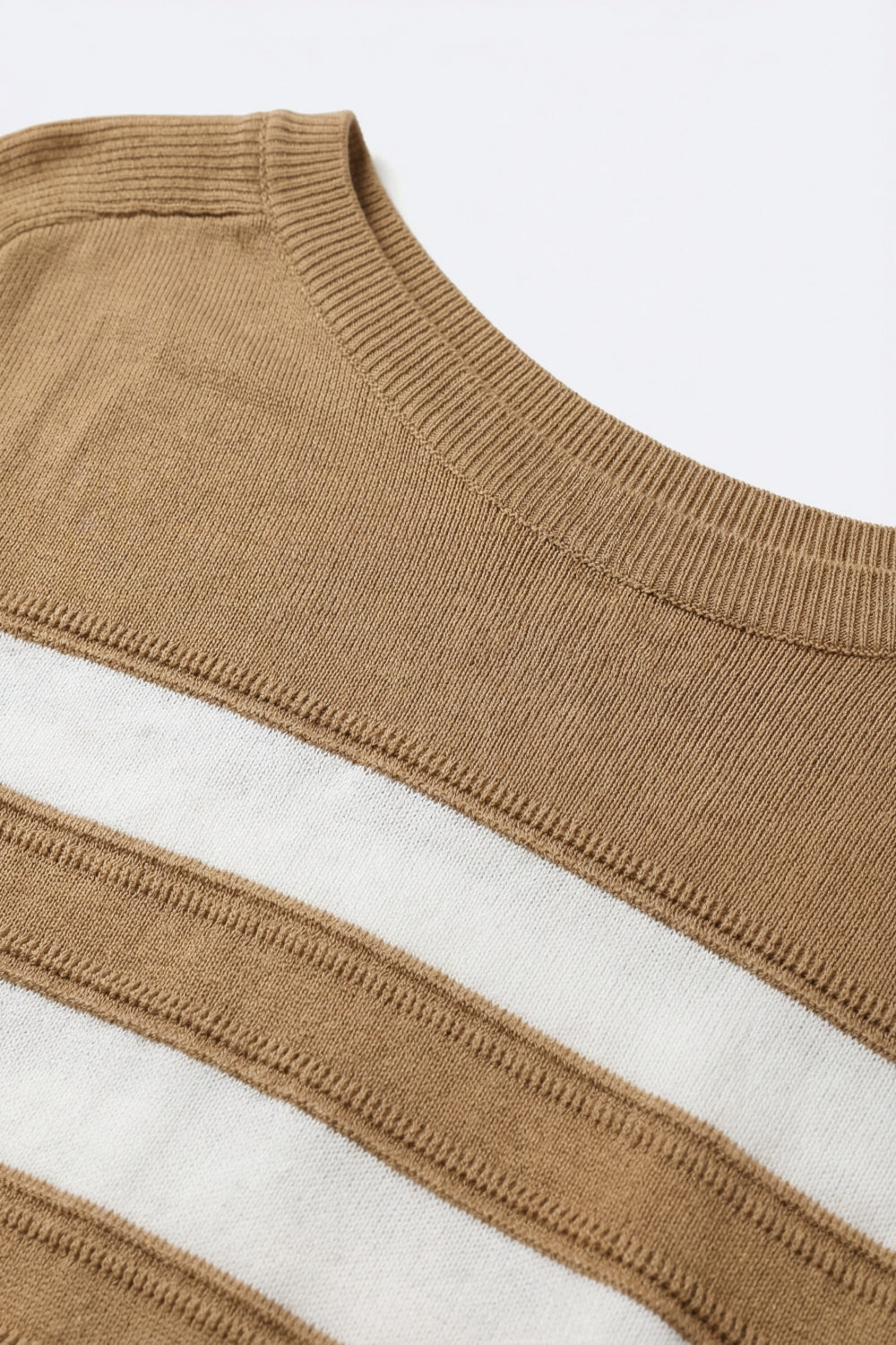 Striped Knit Sleeveless Sweater Vest in camel