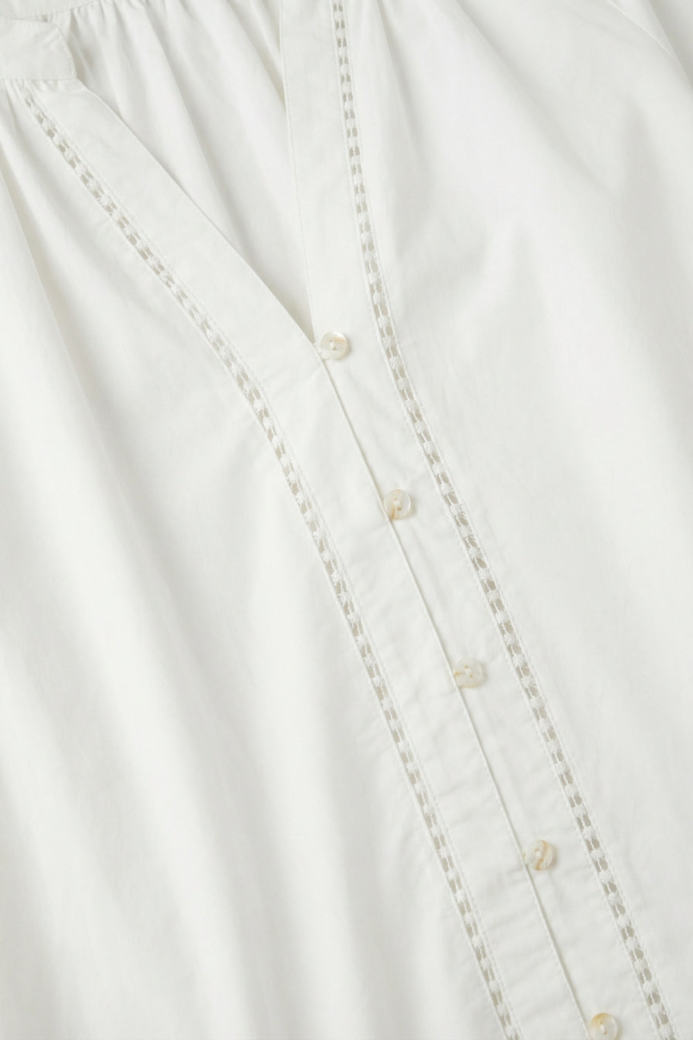 Lightweight Cotton Poplin Peasant Dress in white with Ruffle Hem - dress