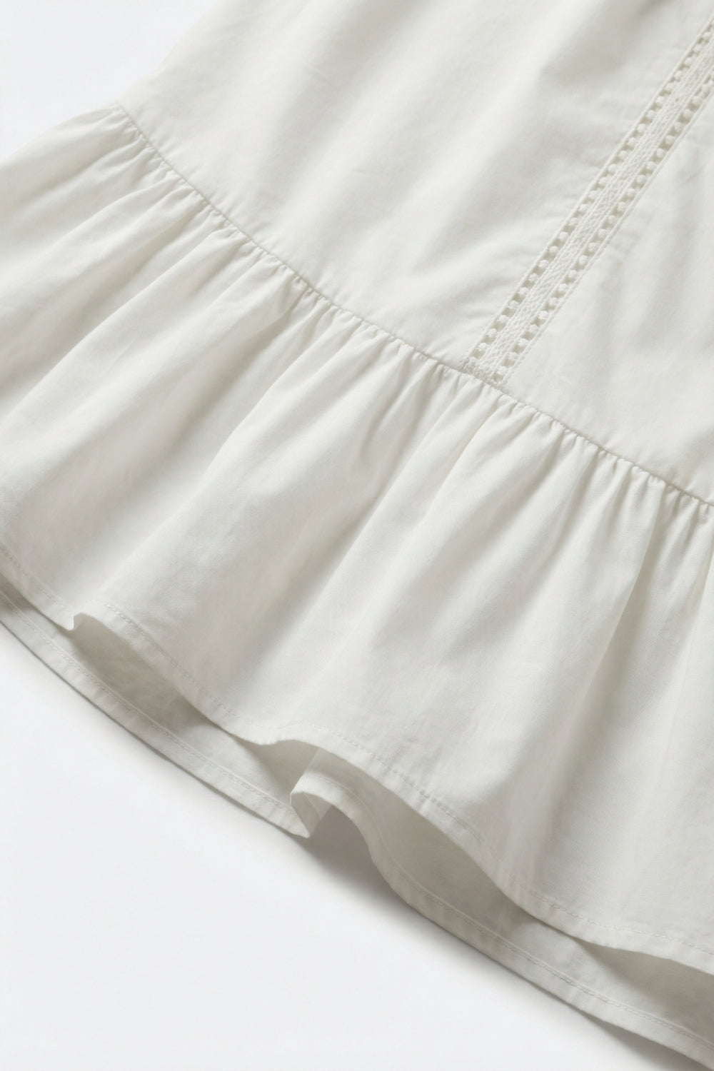 Lightweight Cotton Poplin Peasant Dress in white with Ruffle Hem - dress
