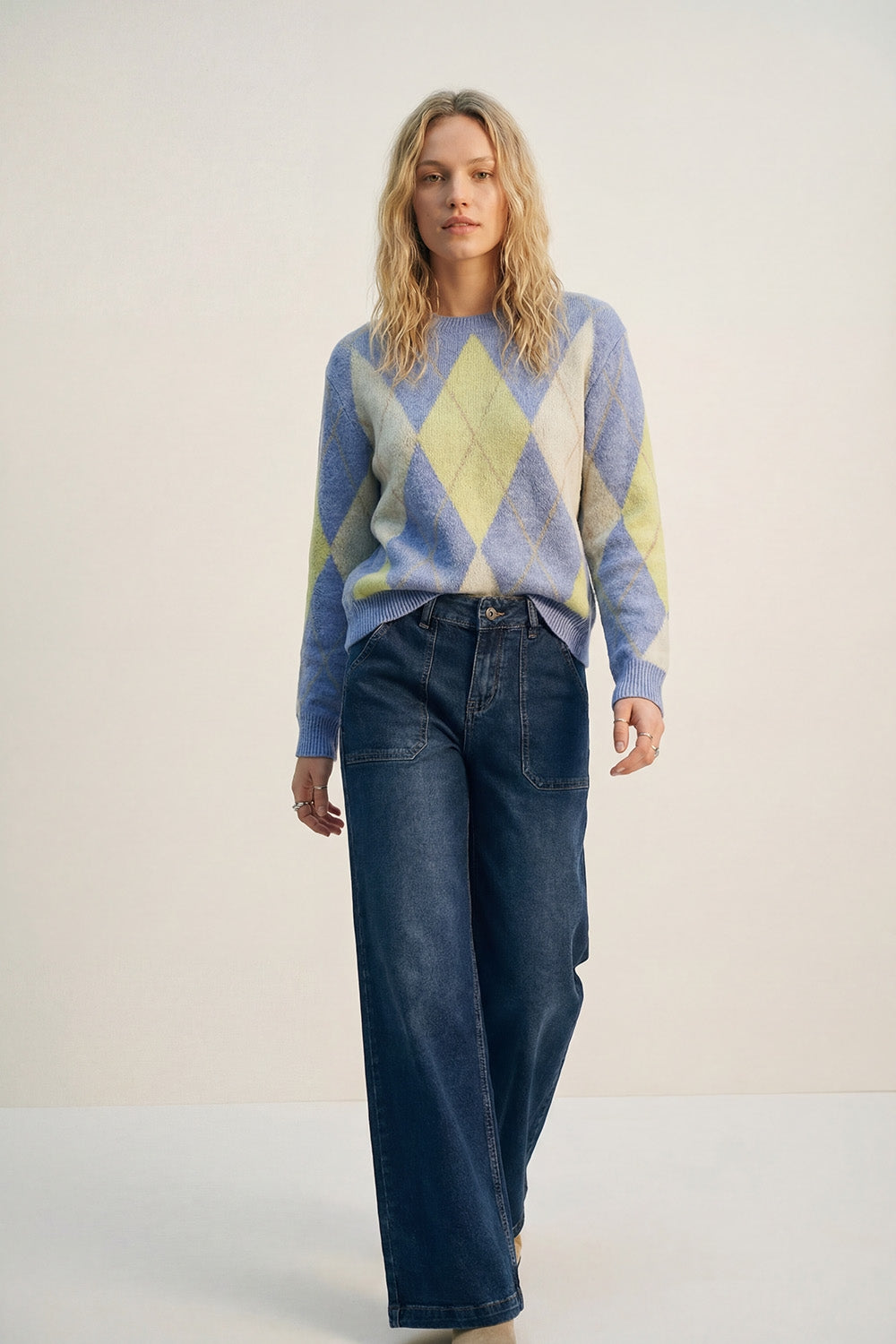 Wide-Leg Denim Jeans with Utility Patch Pockets - Denim