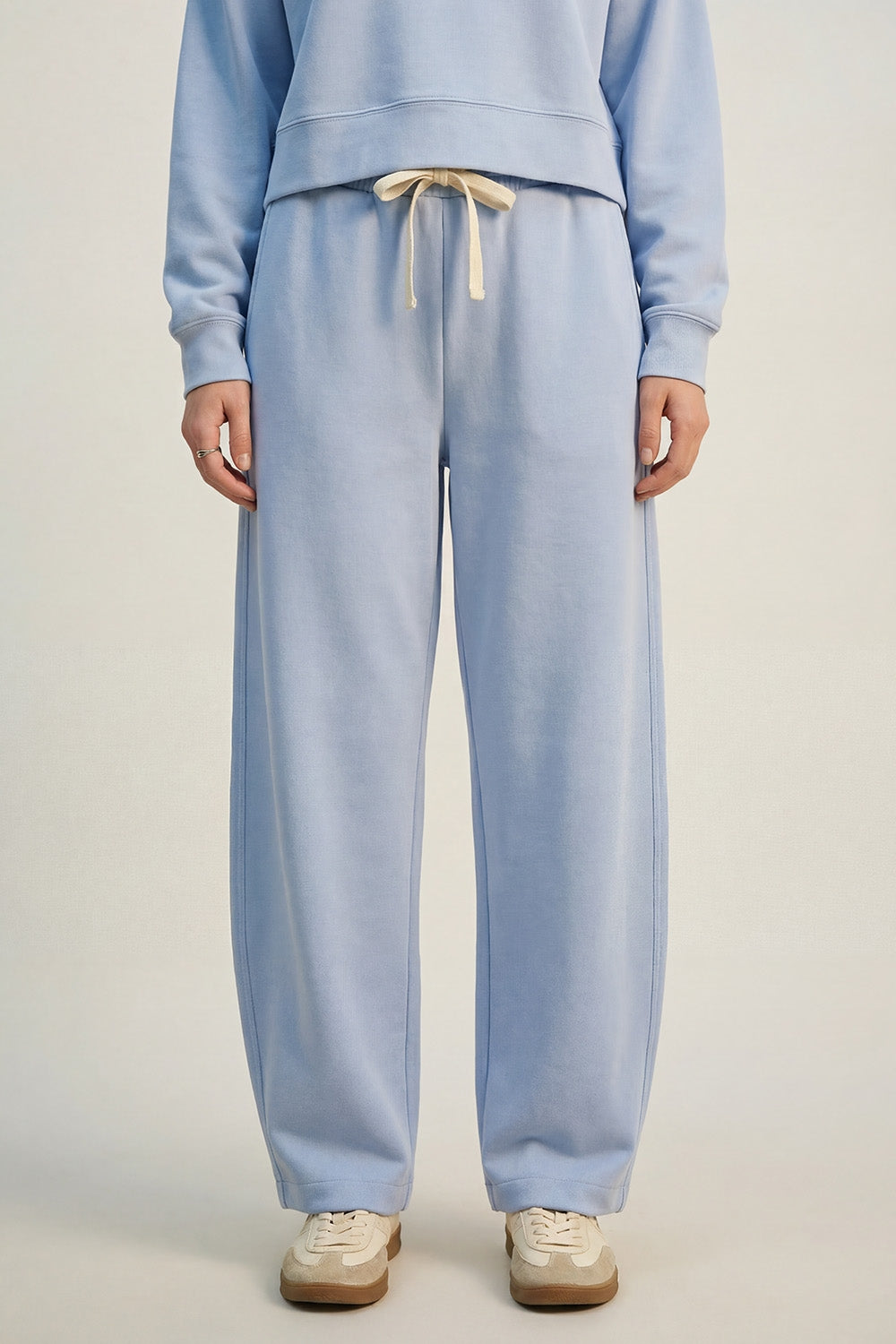Super-Soft Knit Jogger Pants in blue with Drawstring Waist - trousers