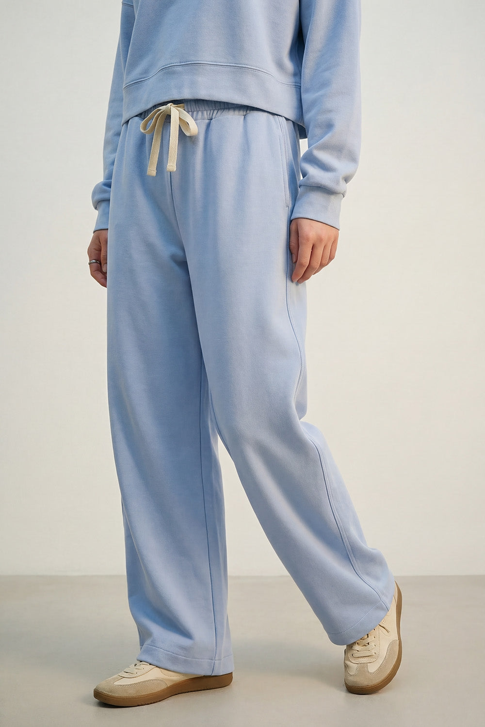 Super-Soft Knit Jogger Pants in blue with Drawstring Waist - trousers