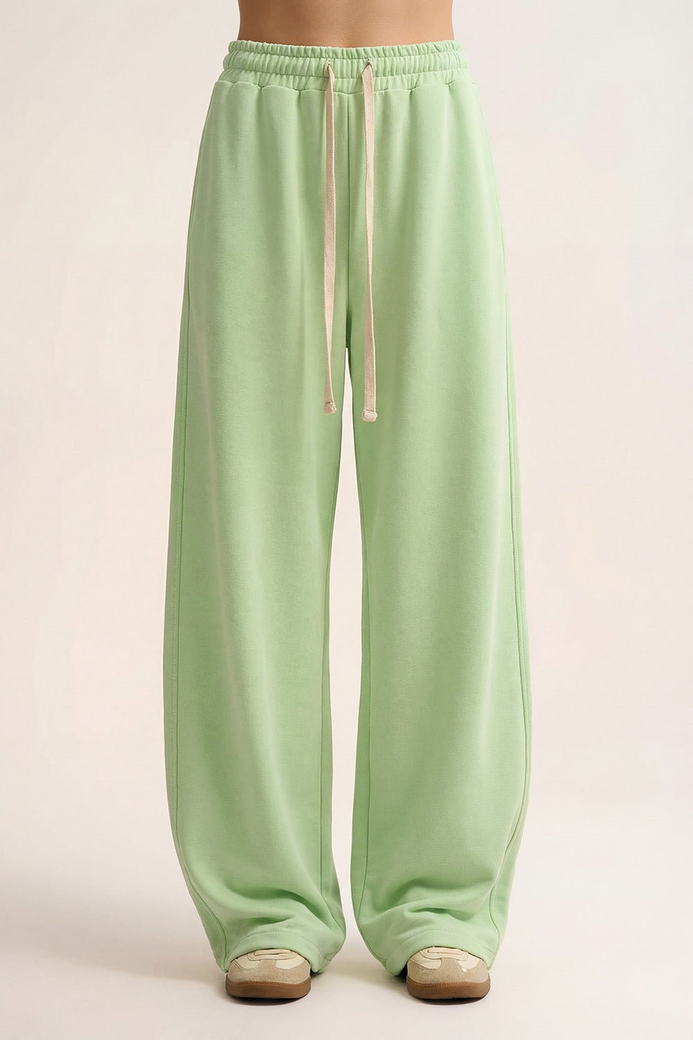 Super-Soft Knit Jogger Pants in green with Drawstring Waist - trousers