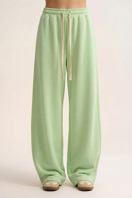 Super-Soft Knit Jogger Pants in green with Drawstring Waist - trousers