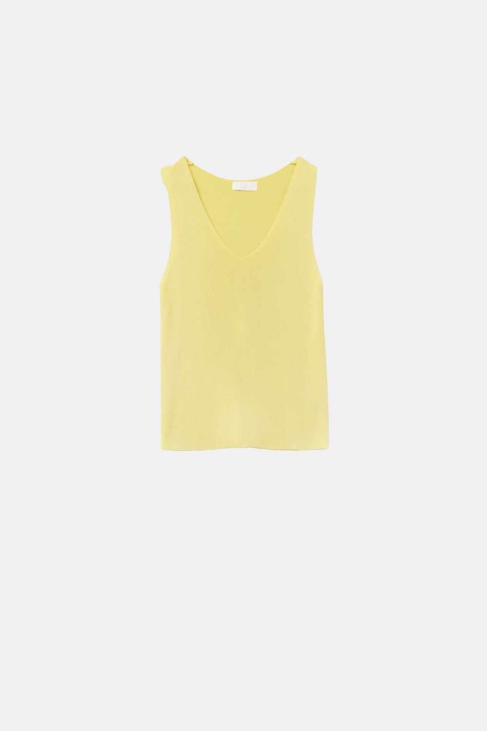 Yelow sleeveless fine knitted top With V-Neck