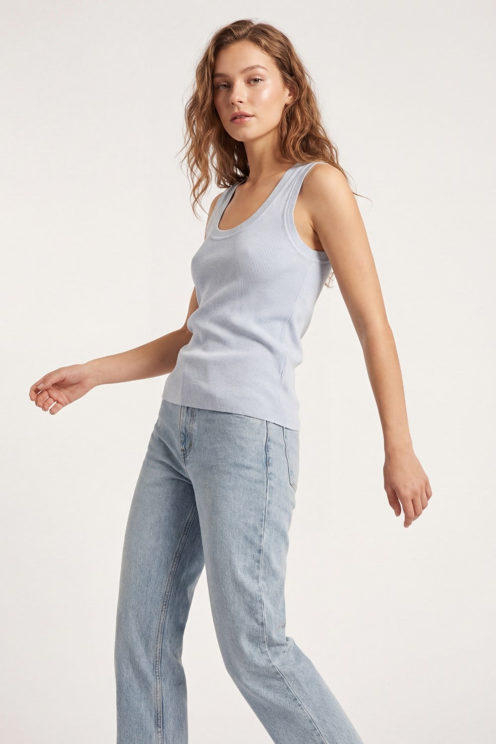 Light Blue Ribbed knitted sweater