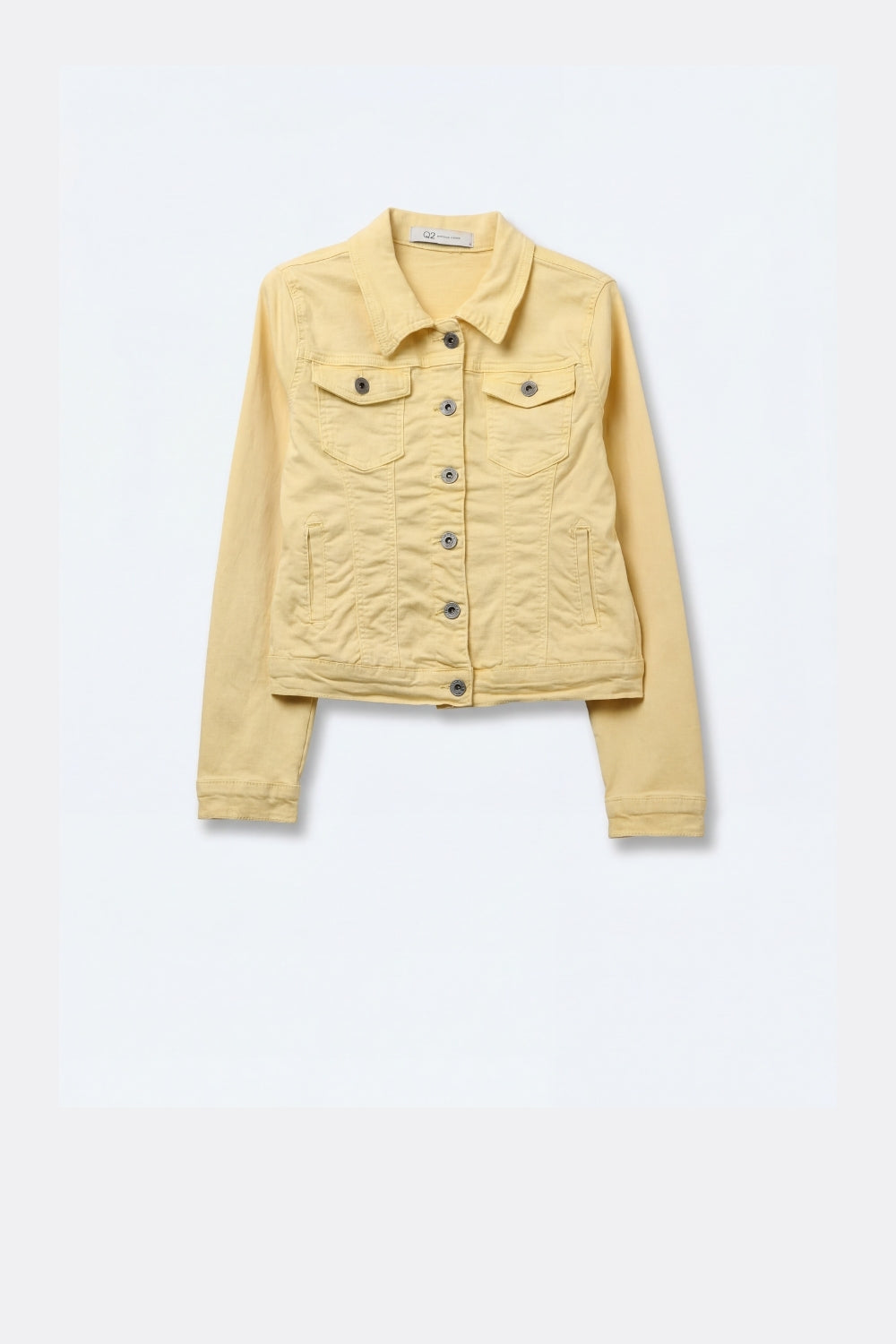 Butter Yellow Denim Jacket with Button-Front