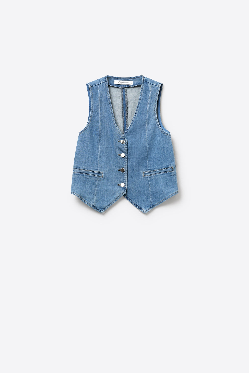 Light Blue Denim Vest with Button Closure