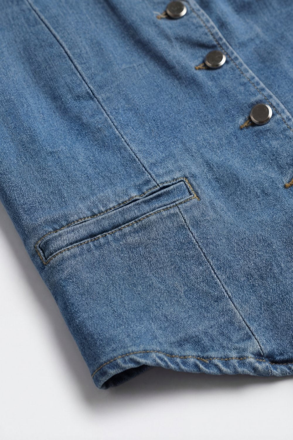 Light Blue Denim Vest with Button Closure