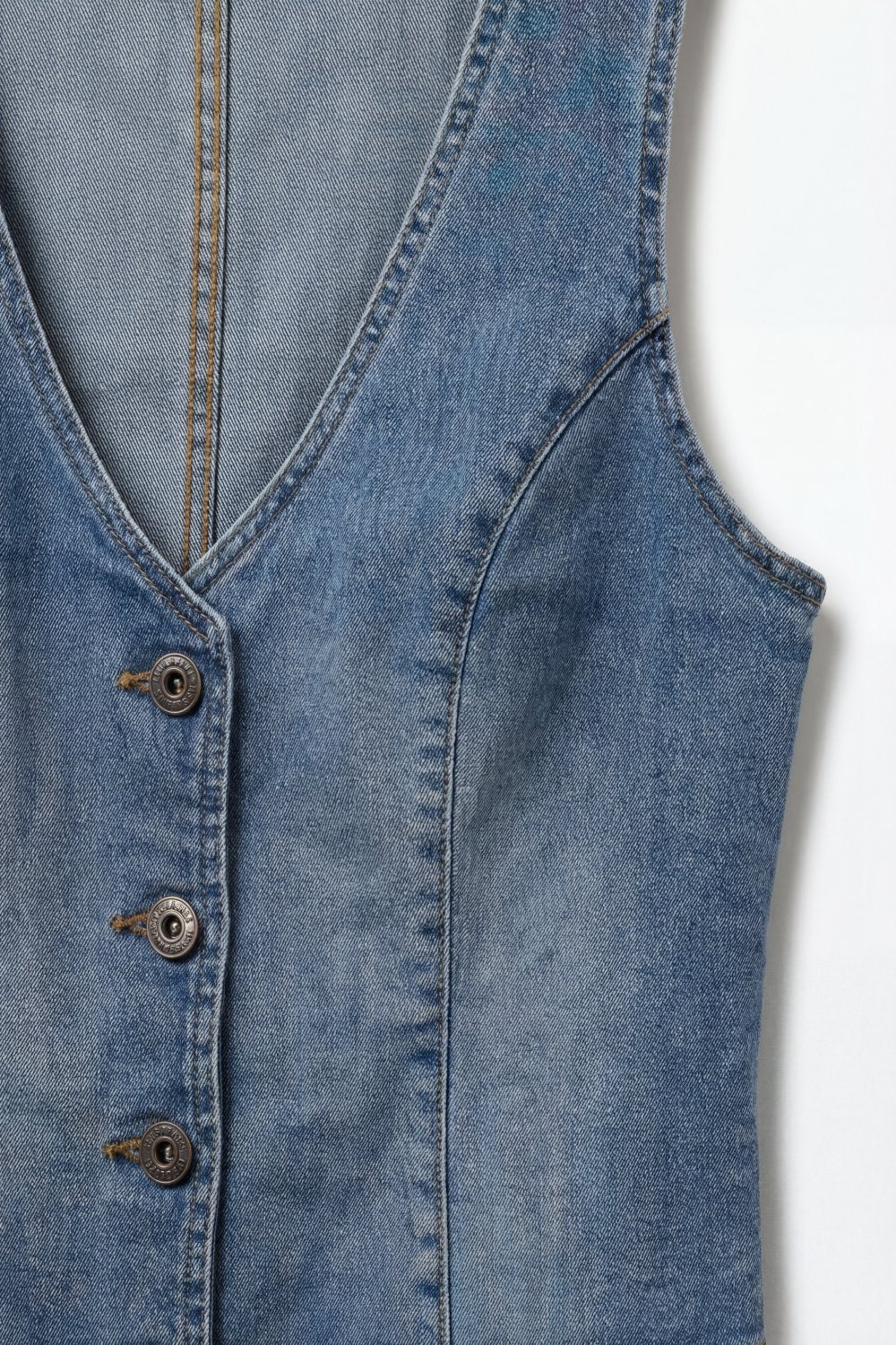 Light Blue Denim Deep V Neck Denim Vest