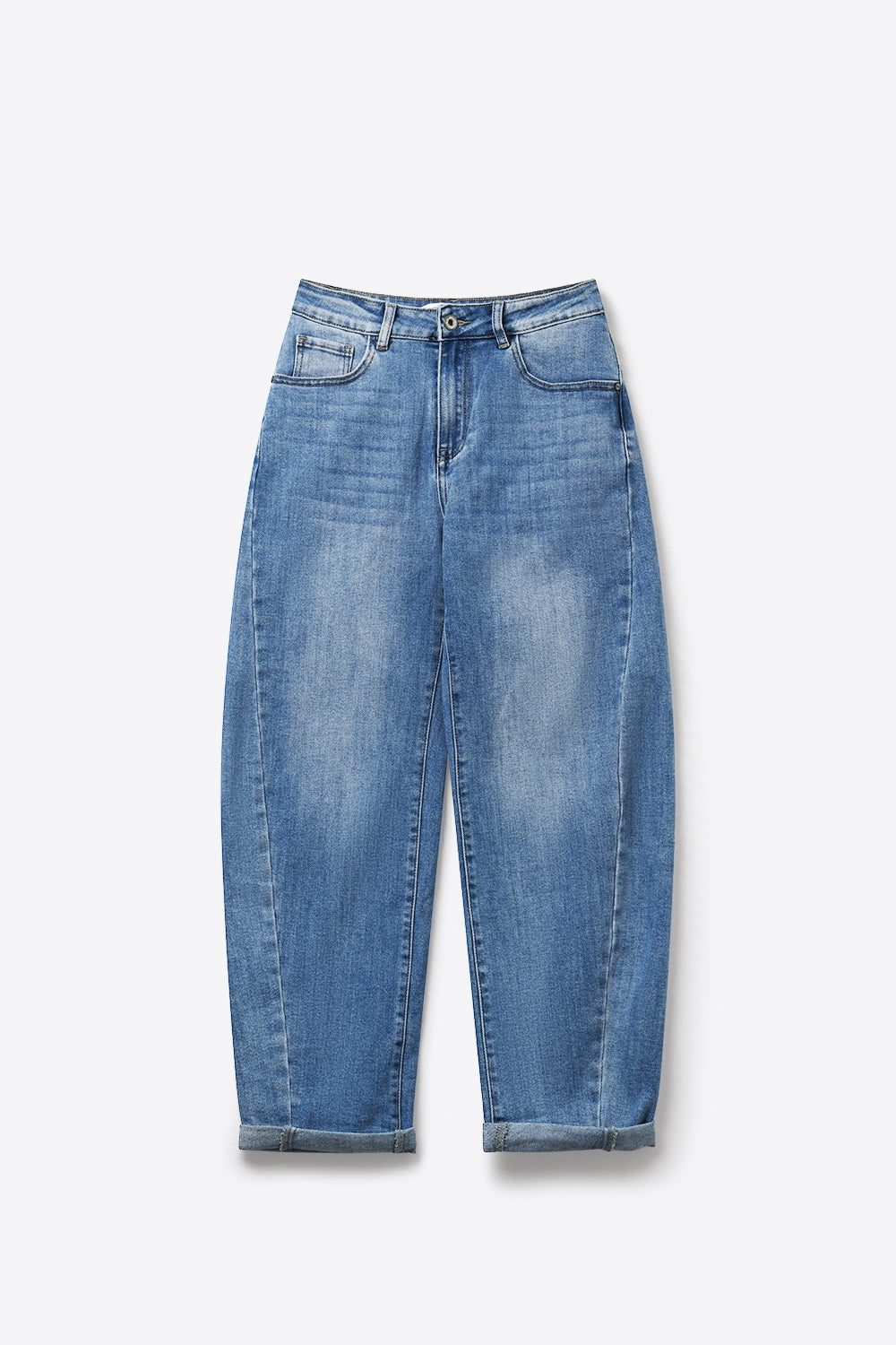 High-Waist Slouchy Balloon Jeans in Light Wash Denim - Denim