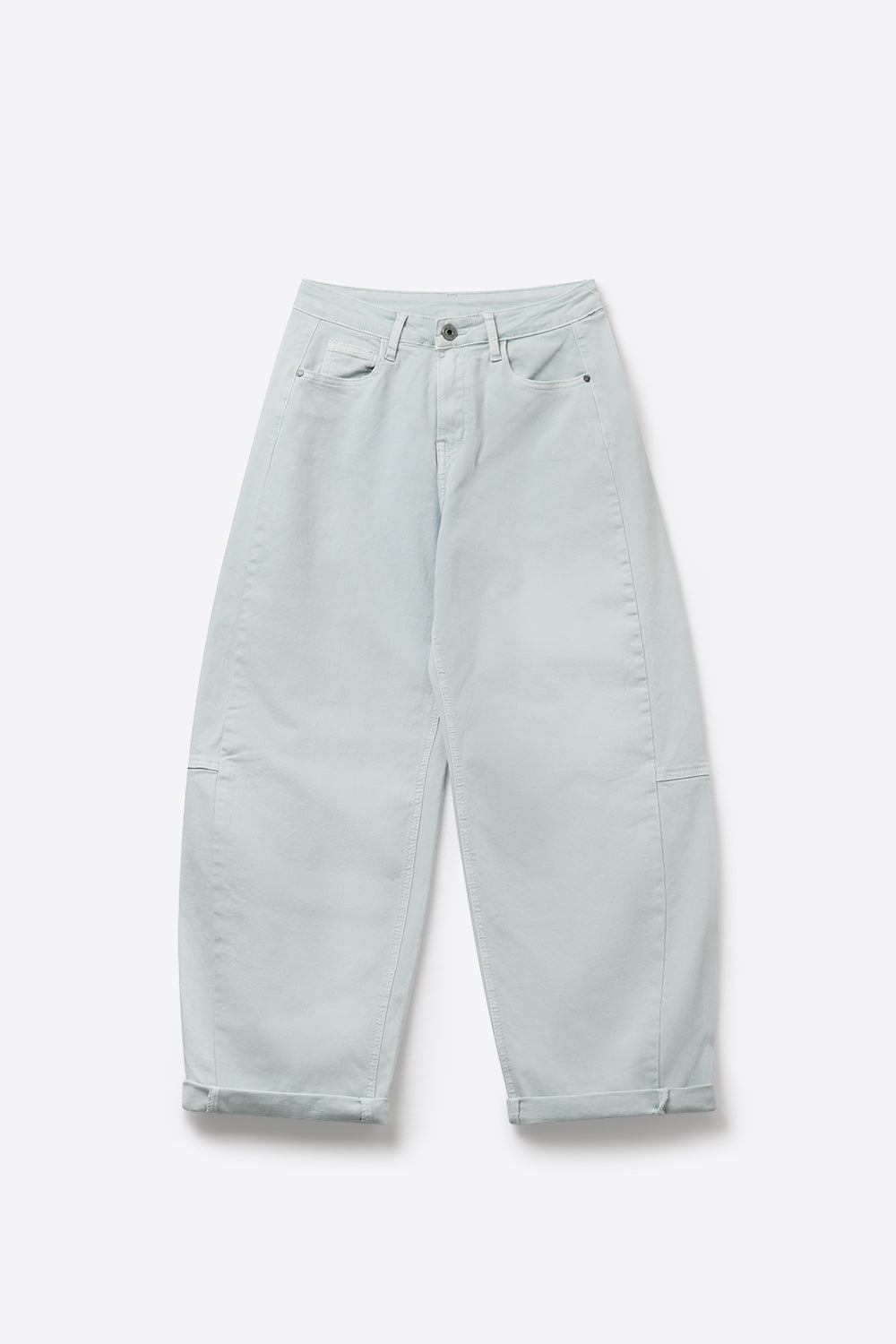 Light Blue Wide-Leg lightweight Cotton Pants in Barrel Style - Coloured Jeans