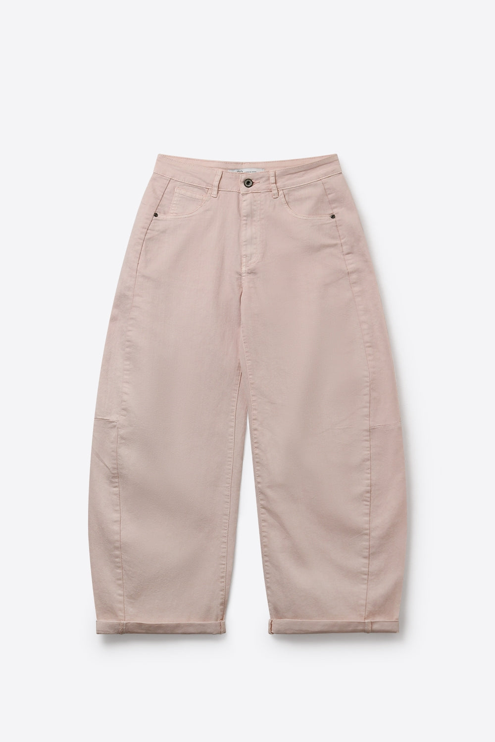 Light Pink Wide-Leg Barrel style Pants with Rolled Hems - Coloured Jeans