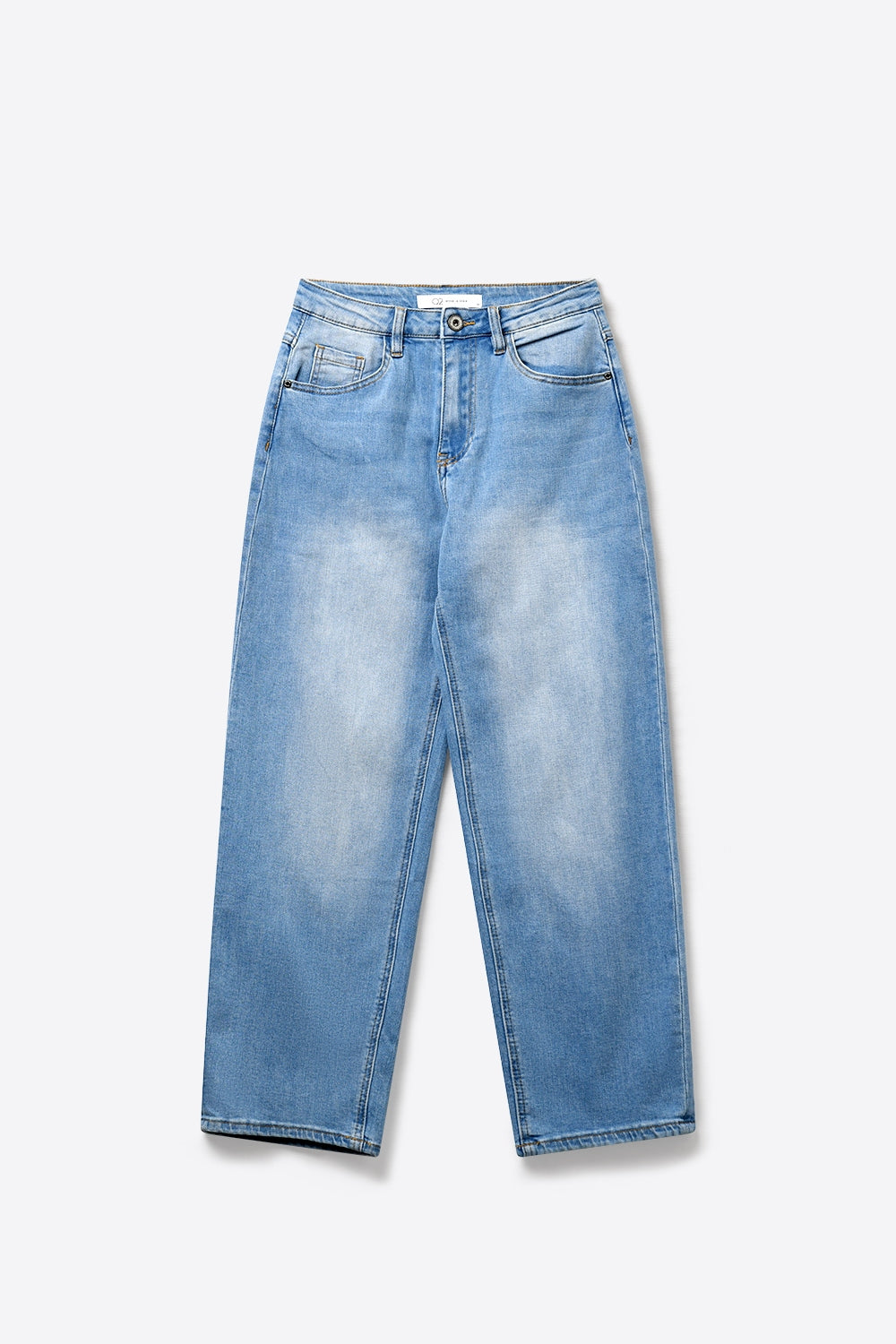 mid-rise Straight Leg Denim Jeans in Light Blue wash - Denim