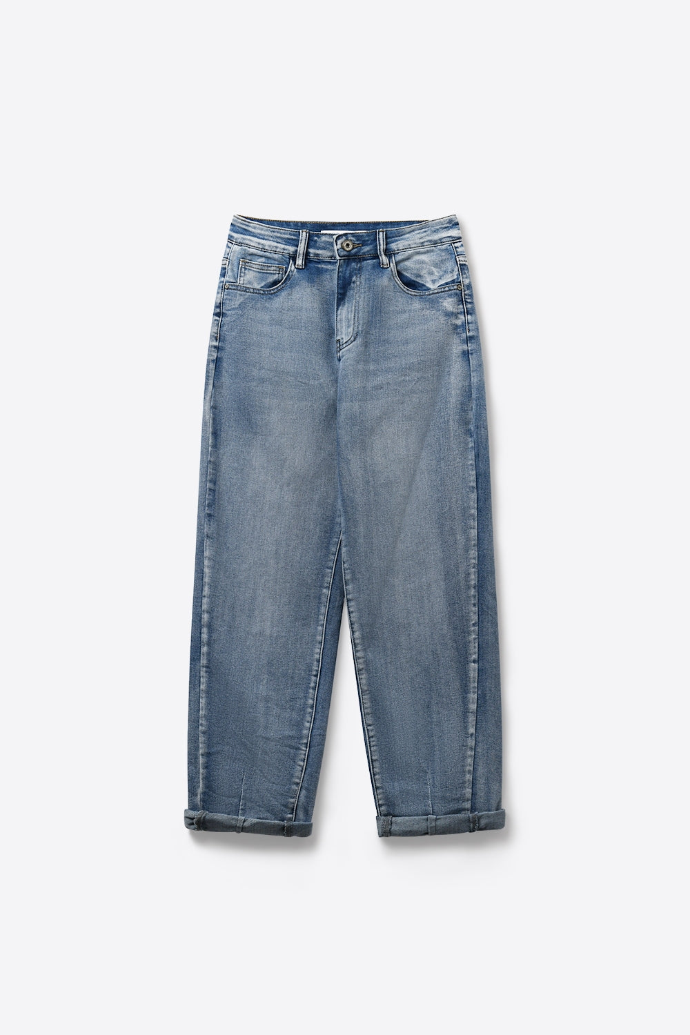 Vintage Wash Mom-fit Stretch Jeans - Denim