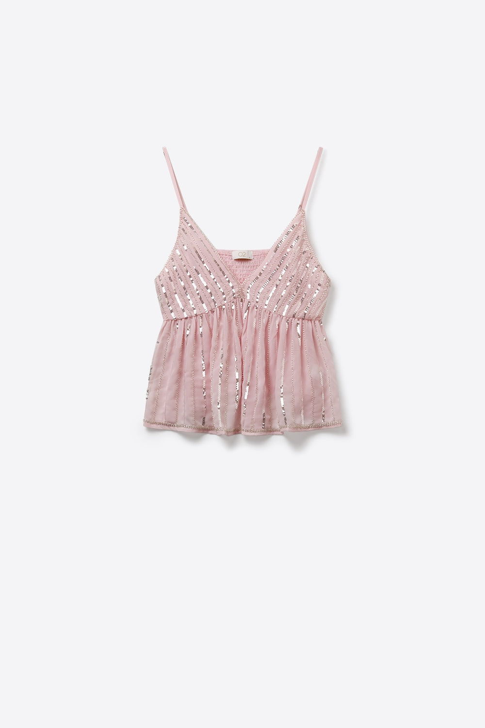 Pink Sequin Embellished Party top with Waist Detail - top