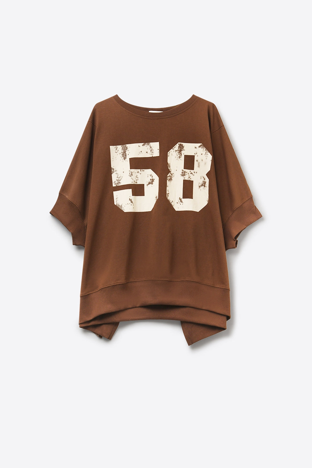 Brown Graphic number 58 sweatshirt with Short Sleeve Relaxed fit