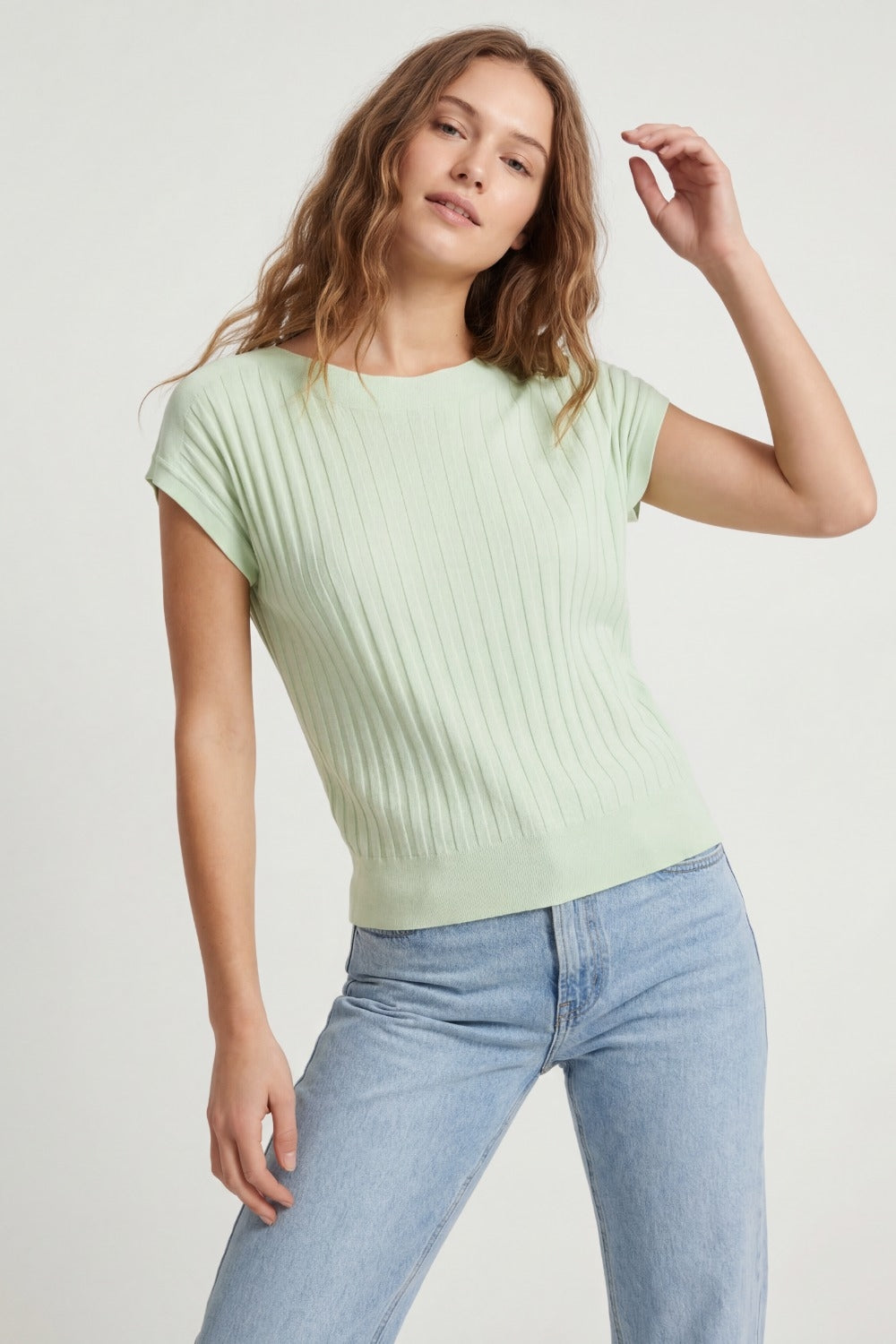 Ribbed Knit Relaxed Fit sweater in mint green - Jumpers