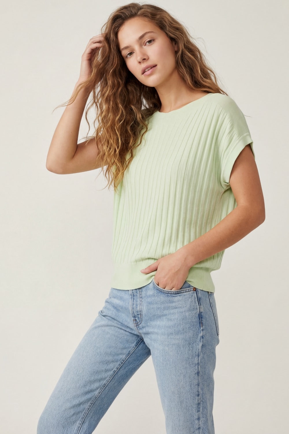 Ribbed Knit Relaxed Fit sweater in mint green - Jumpers