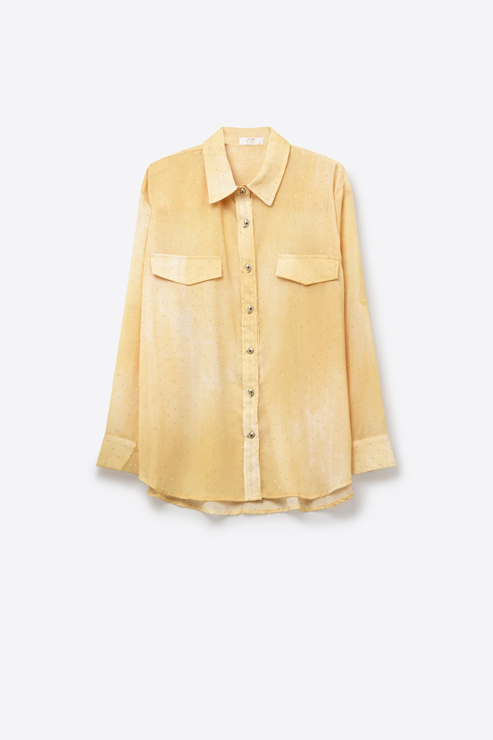 Yellow tie dye Shirt in chiffon with strass details - Shirts