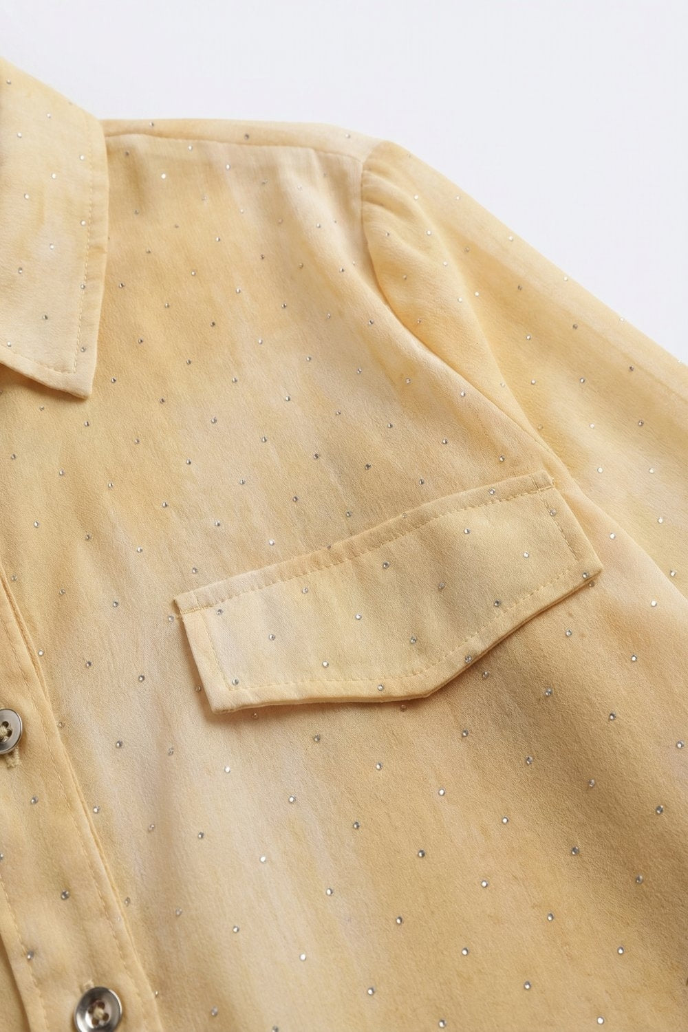 Yellow tie dye Shirt in chiffon with strass details - Shirts