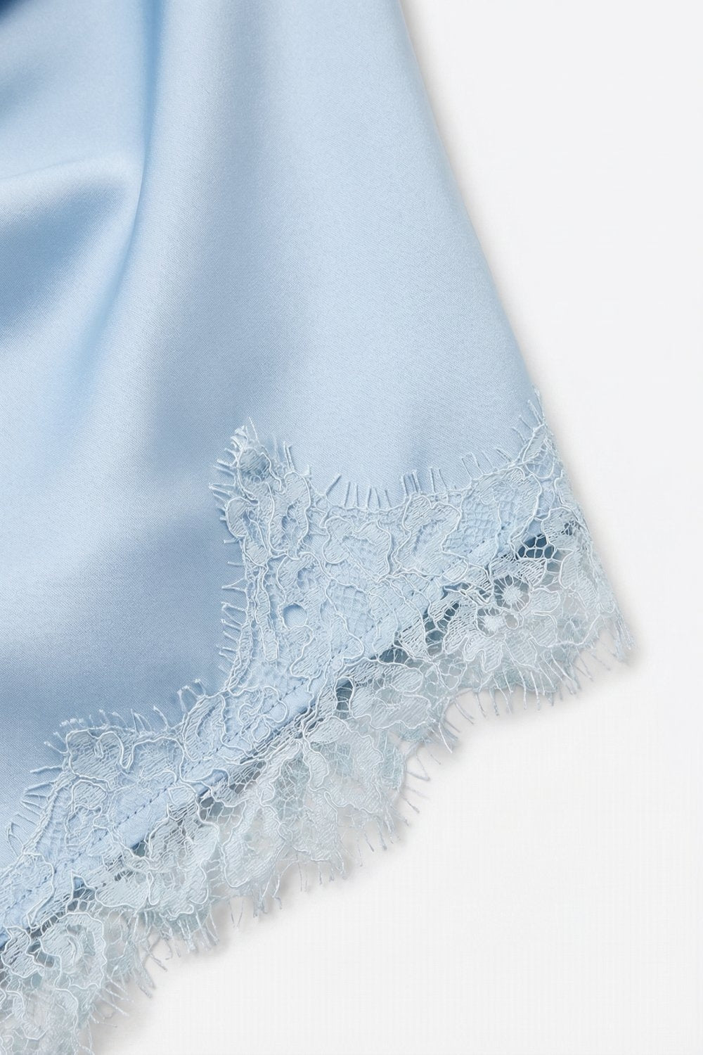 Baby Blue Satin Draped Asymmetric Hem Top