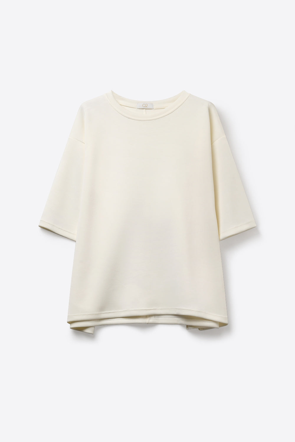 Cream Relaxed Fit Short Sleeve sweatshirt with Crewneck -
