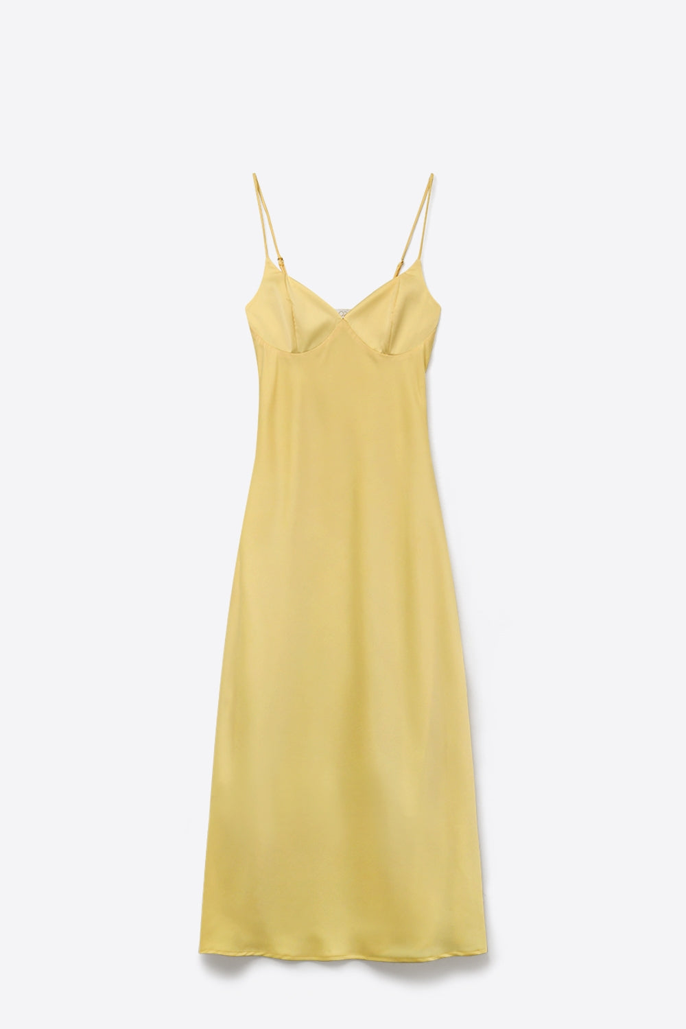 Yellow Satin Slip maxi Dress with Adjustable Straps - dress