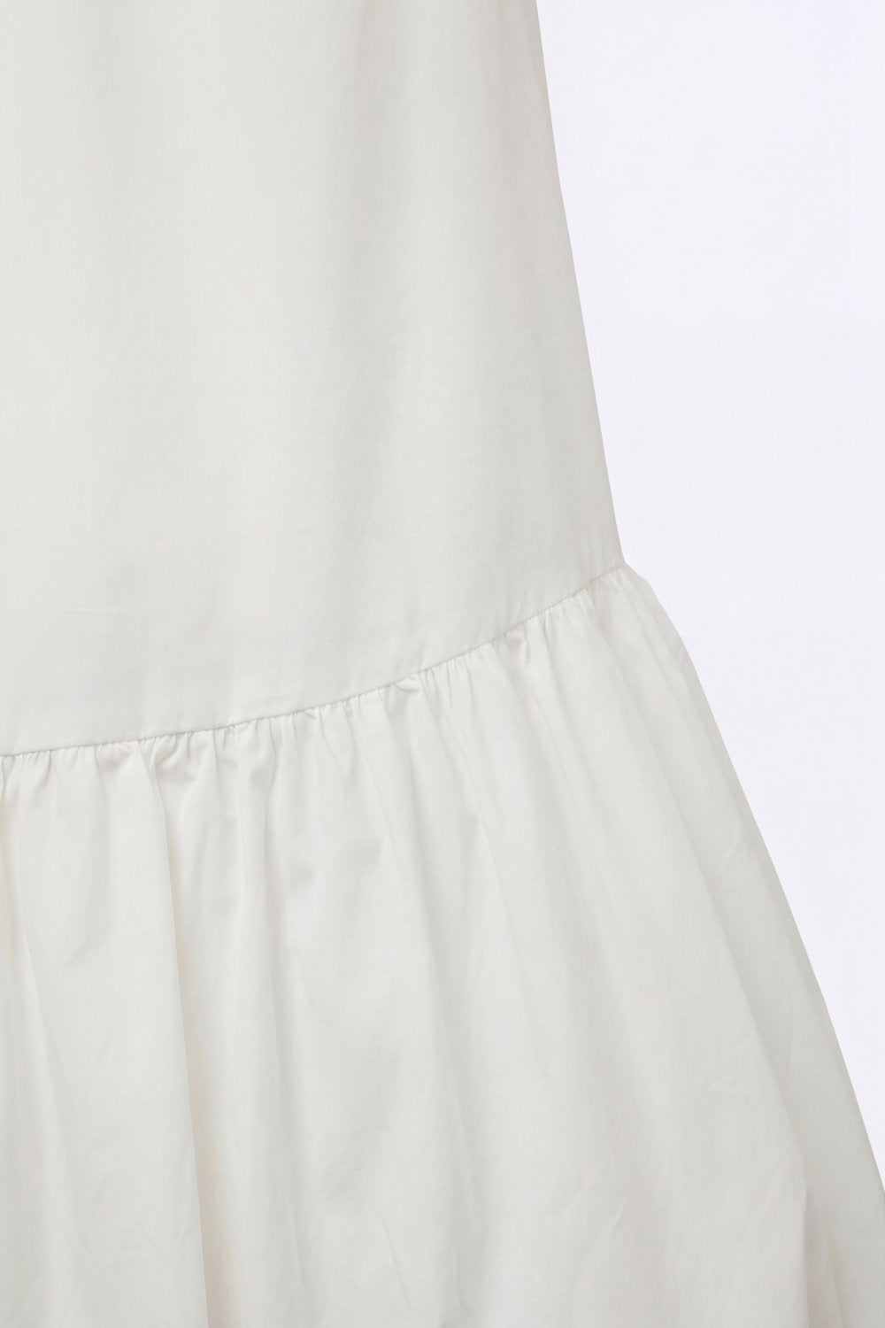 White poplin Sleeveless Dress with Balloon-style Hem - dress