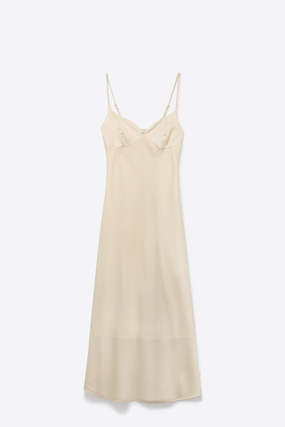 Cream Slip Dress with Adjustable Straps and V-Neckline - dress