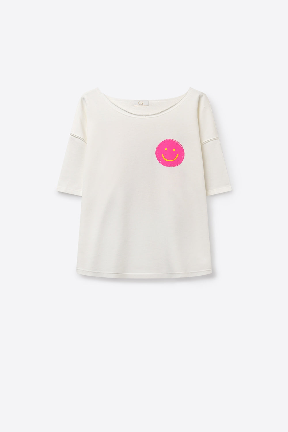 White Smiley Face Casual Short Sleeve sweatshirt - top