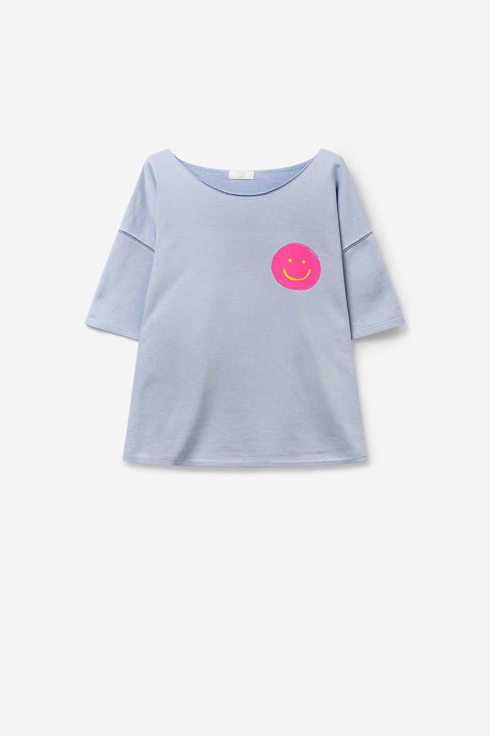 Light Blue Relaxed Fit sweatshirt with Pink Smiley - top