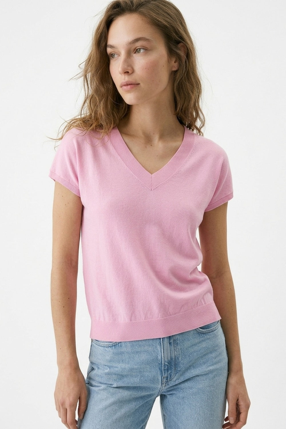 Pink Short Sleeve Knit Top - Jumpers