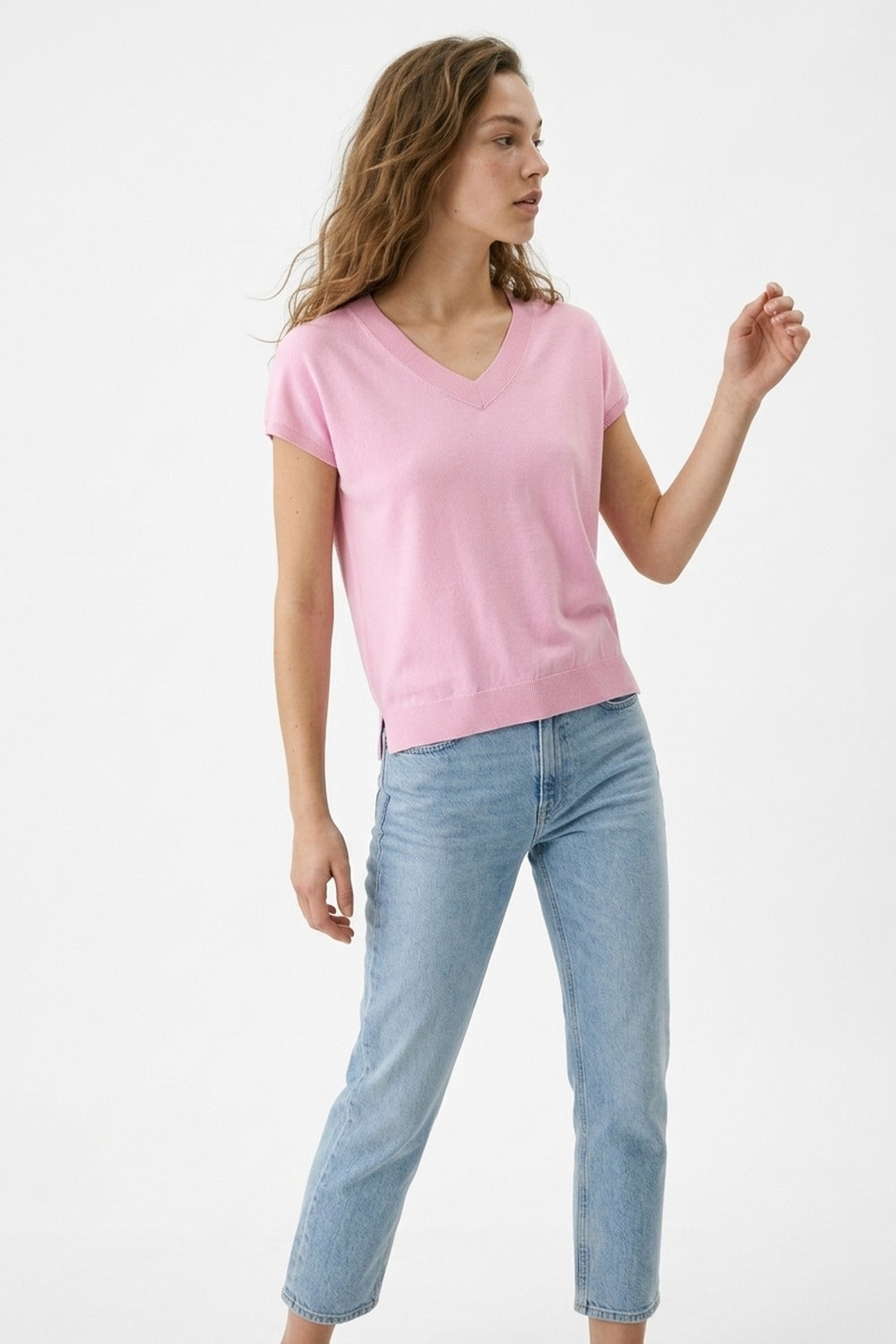 Pink Short Sleeve Knit Top - Jumpers