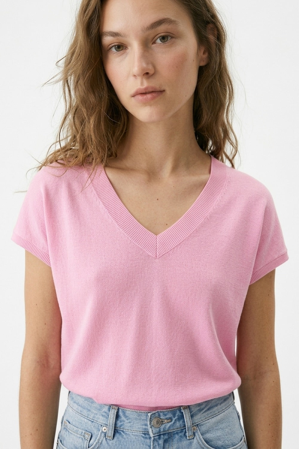 Pink Short Sleeve Knit Top - Jumpers