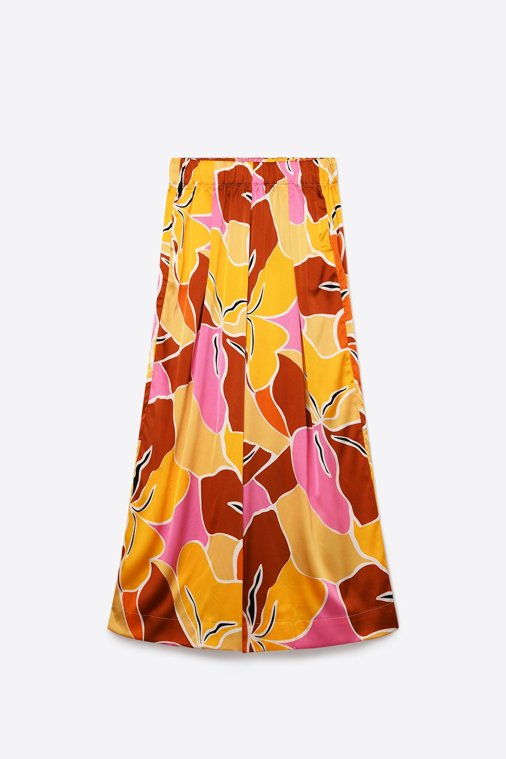 Tropical Print Wide Leg Pants in Warm orange tones - trousers