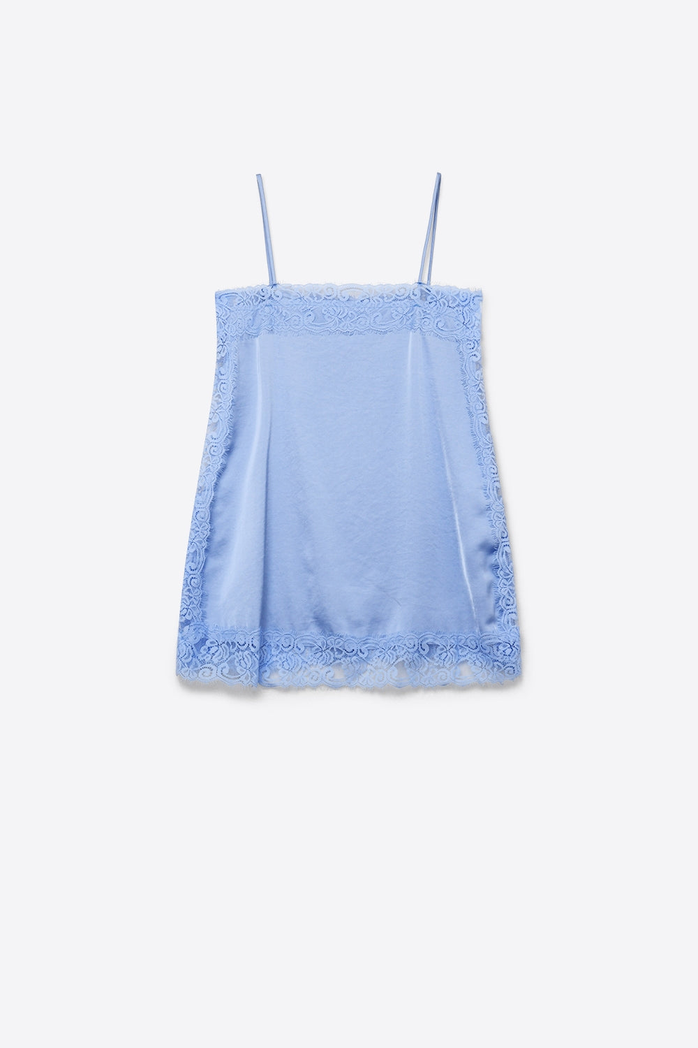 Light Blue Lace Trim Satin Slip top