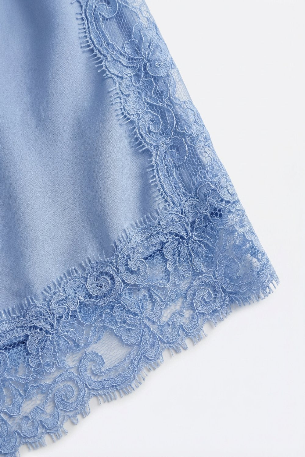 Light Blue Lace Trim Satin Slip top