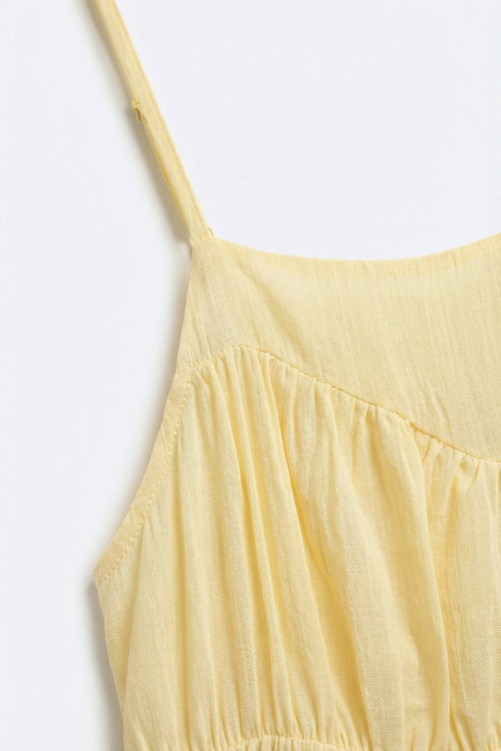 butter Yellow Lightweight Tiered Spaghetti Strap Asymmetric top