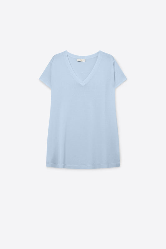 Light Blue V-Neck Relaxed Fit Knitted sweater