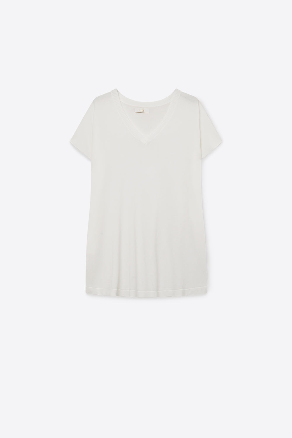 White V-Neck Relaxed Fit Short Sleeve sweater