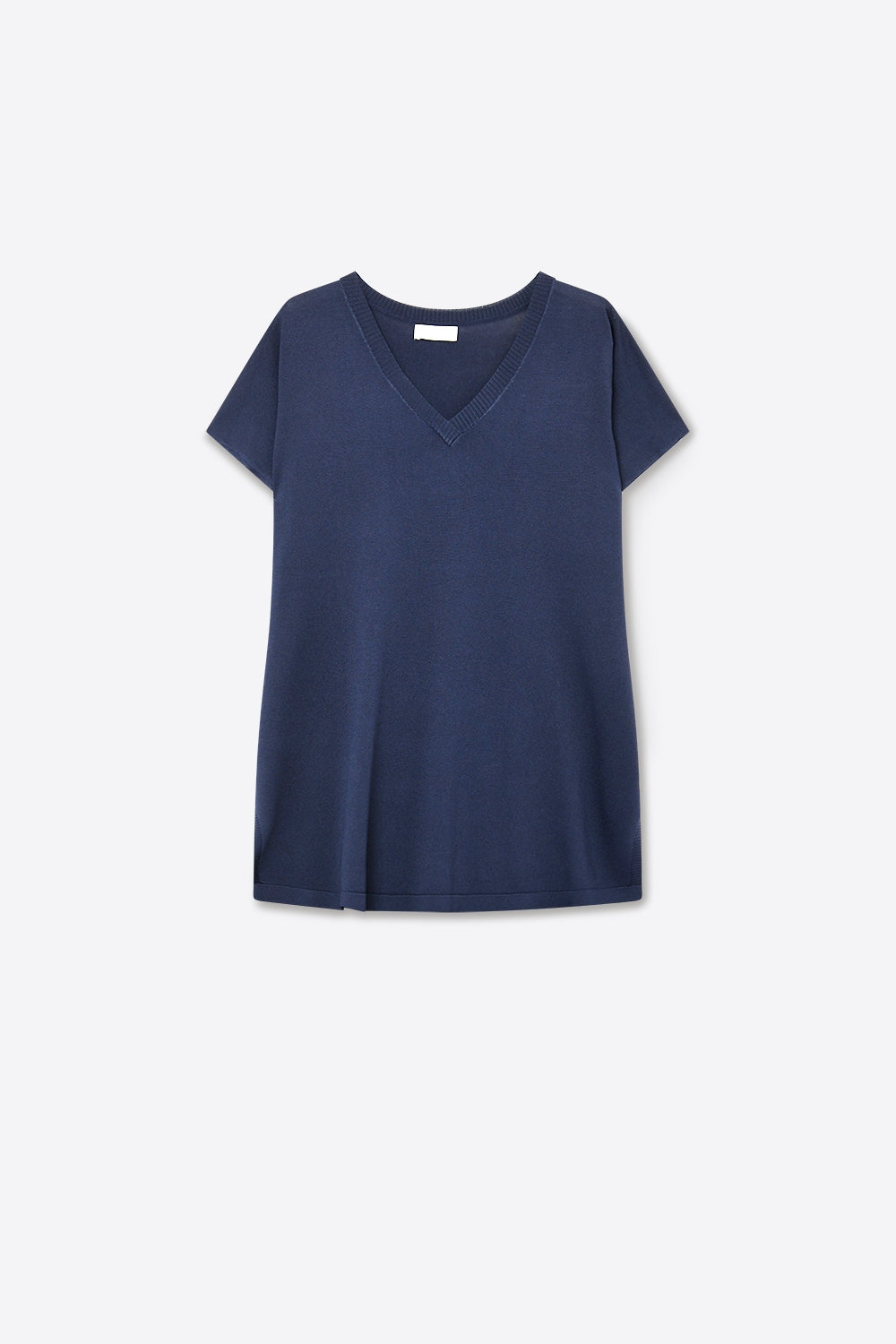 Navy V-Neck Short Sleeve Knitted sweater