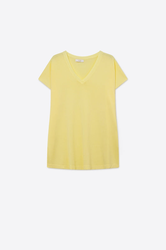 Yellow V-Neck Relaxed Fit Lightweight sweater