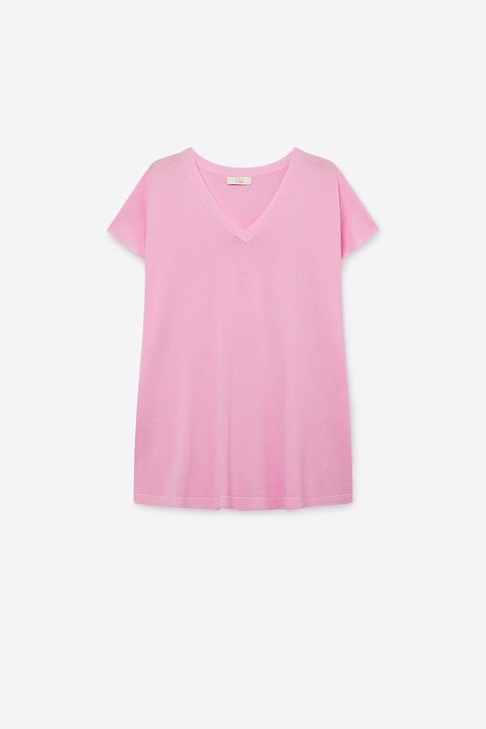Pink V-Neck Relaxed Fit Knit sweater