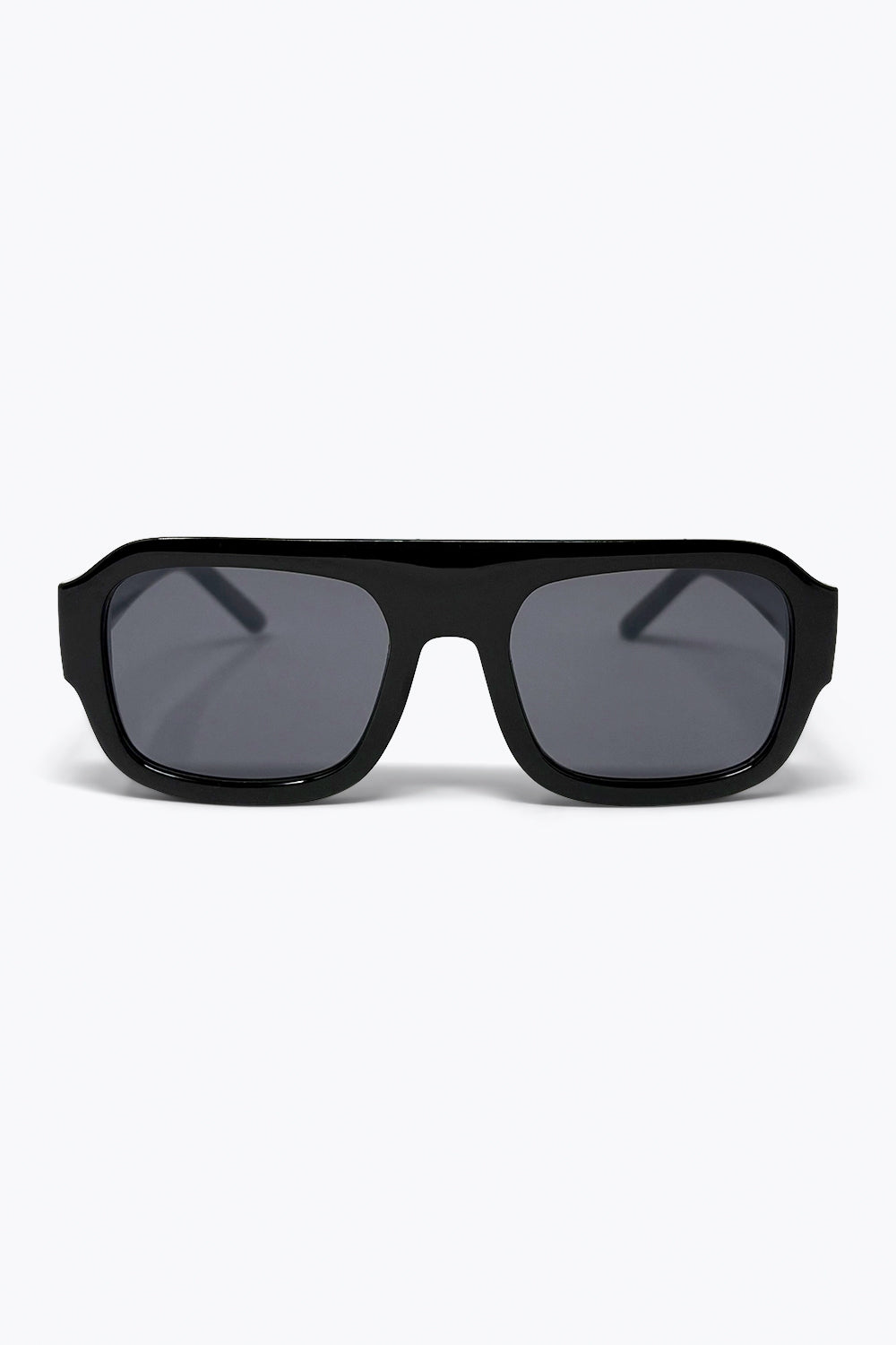 Black Oversized Rectangular Sunglasses with Dark Lenses